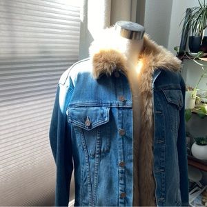 Mother Denim Denim Jacket w/detachable fur lining
